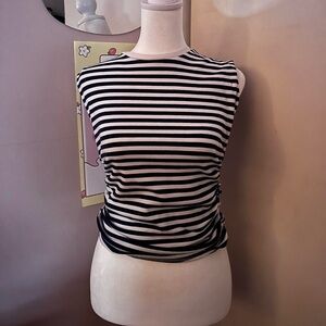 Blue and white striped top